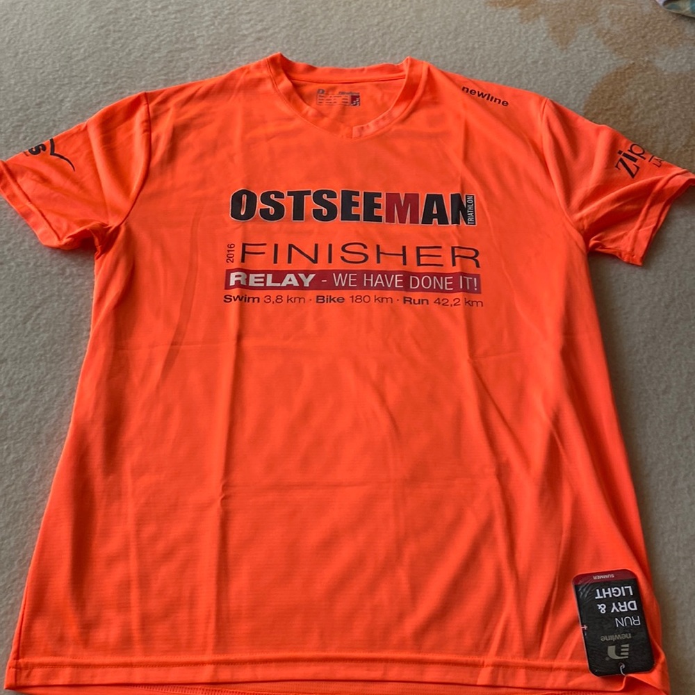 Running T-shirt from Ironman event , orange , size S, v neck